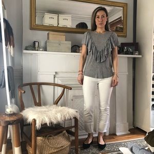 T-shirt with ruffle from Anthropologie. Size XS